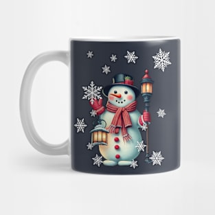 Snowman Cute Snowmen Snowflakes & Lampost Design Mug